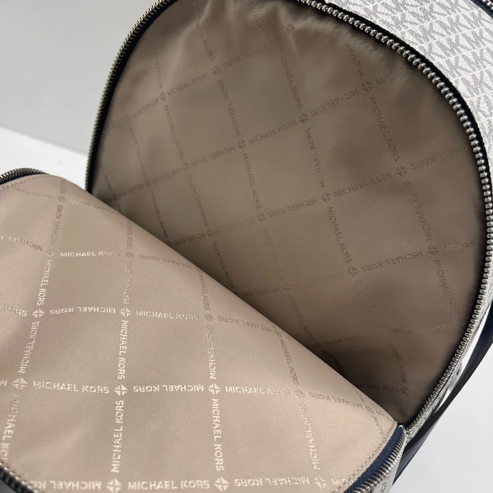 MICHAEL KORS Rhea Md Zip Color-Block Signature Logo Backpack ADMIRL MULTI NWT